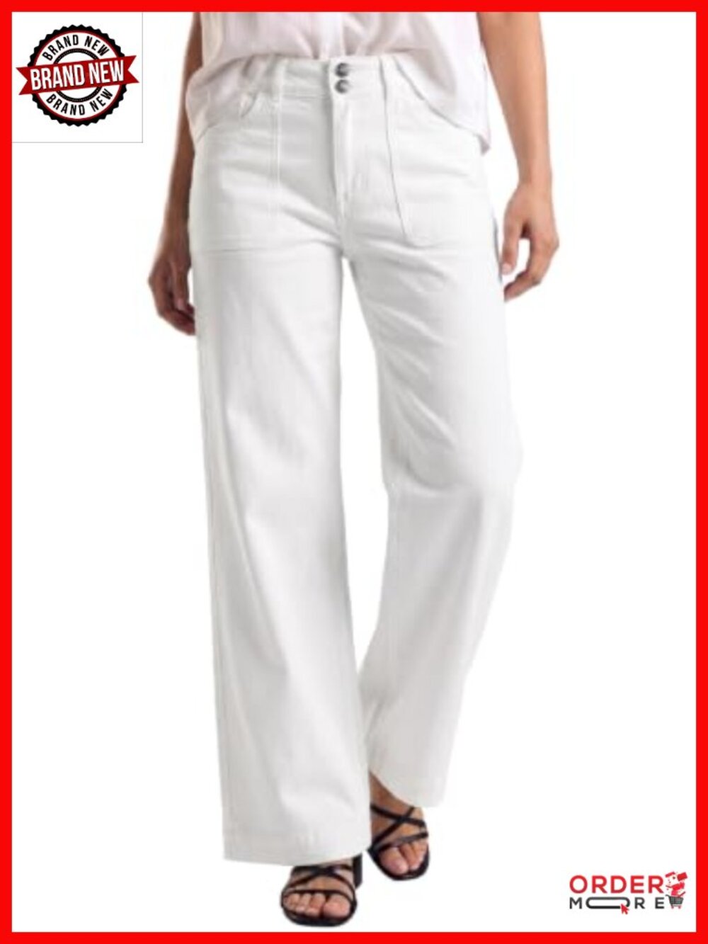 High Waisted Stretchy Straight Leg Jeans Cotton Blend Size 2-18